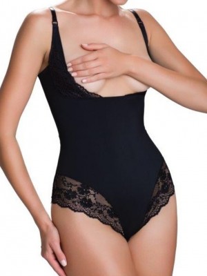 Моделиращо боди с открито деколте в черно Vanilia