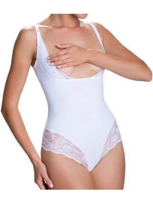 Моделиращо боди с открито деколте в бяло Vanilia