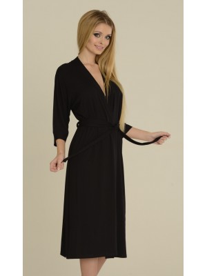 Дълъг дамски халат в черно Visa 942