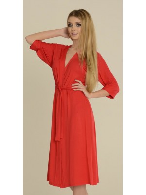 Дълъг дамски халат в червен цвят Visa 942