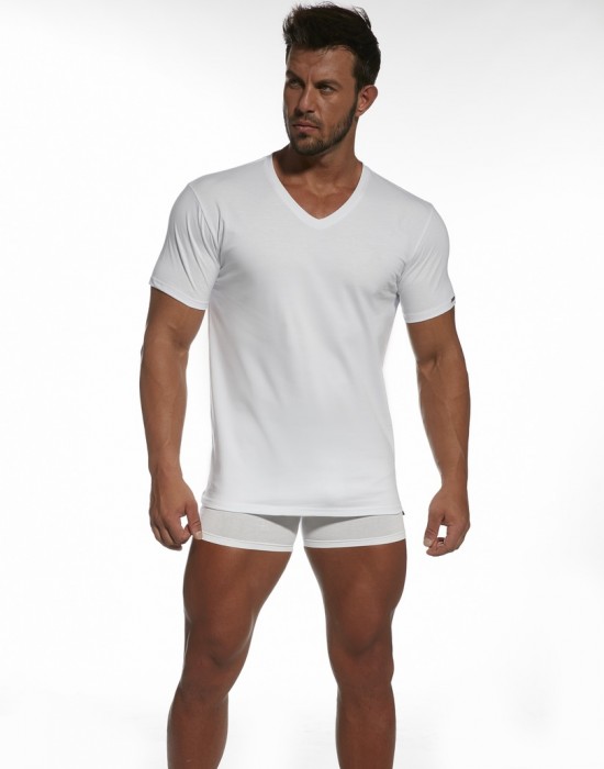 Mъжка тениска Authentic 201 в бял цвят, Cornette, Пижами - Complex.bg