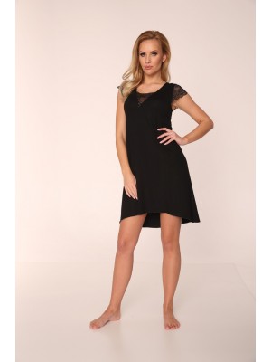 Нощница с къс ръкав в черен цвят Fanny 340