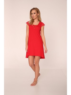 Нощница с къс ръкав в червен цвят Fanny 340