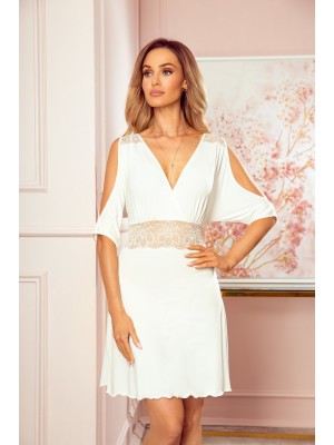 Нощница в цвят екрю с дантела на талията Bianca