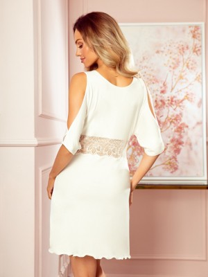 Нощница в цвят екрю с дантела на талията Bianca