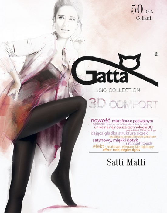 Безшевни чорапогащи в черен цвят LYCRA® 3D Satti Matti 50 DEN, Gatta, Чорапогащи - Complex.bg