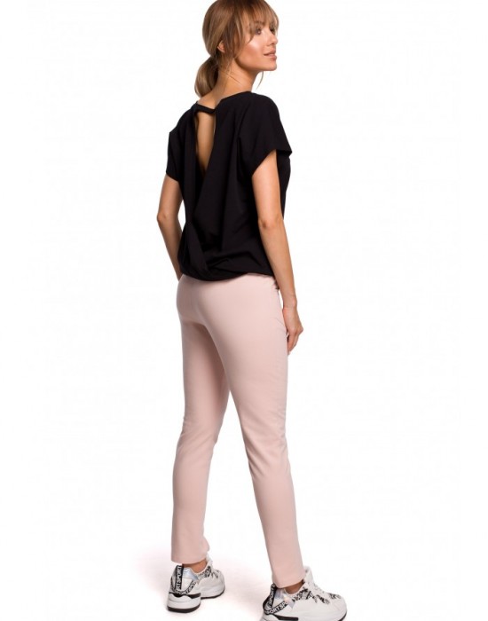 Спортно-елегантен дамски панталон в розов цвят M493, MOE, Панталони - Complex.bg