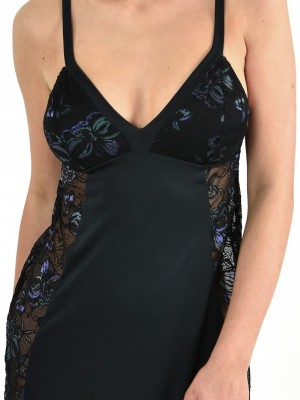 Дамска черна нощница Butterfly 19055