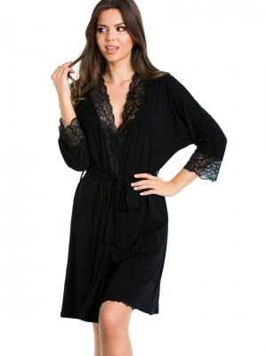Черен дамски халат Natalia 05075