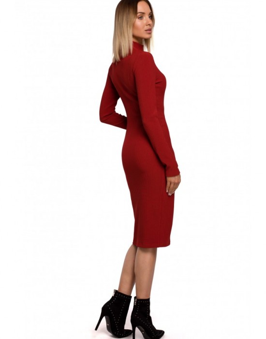 Дамска рипсена рокля в червен цвят M542, MOE, Миди рокли - Complex.bg