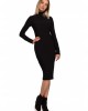 Дамска рипсена рокля в черен цвят M542, MOE, Миди рокли - Complex.bg