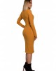 Дамска рипсена рокля в цвят горчица M542, MOE, Миди рокли - Complex.bg