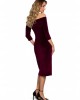 Елегантна рокля от велур в цвят бордо M559, MOE, Миди рокли - Complex.bg