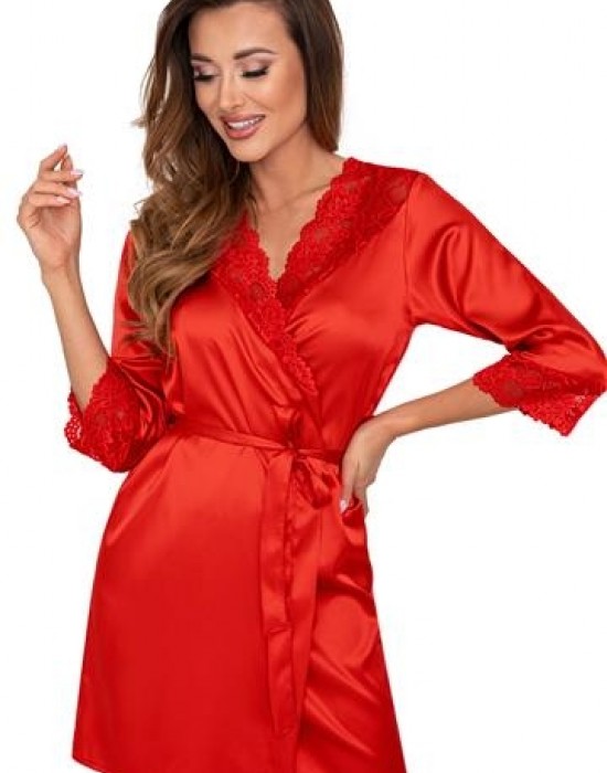 Сатенен дамски халат в червен цвят Colette, Donna, Халати - Complex.bg