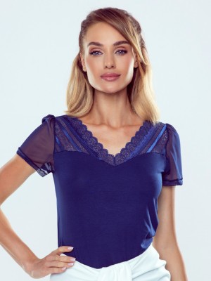 Елегантна дамска блуза в син цвят ELOIS