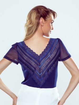 Елегантна дамска блуза в син цвят ELOIS