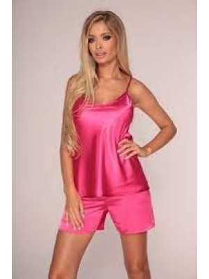 Сатенена дамска пижама в розов цвят 937 