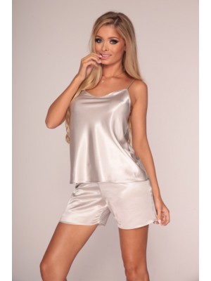 Сатенена дамска пижама в сив цвят 937 