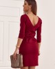 Дамска рокля с 3/4 ръкав в цвят бордо 9729, FASARDI, Къси рокли - Complex.bg