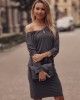 Дамска рокля с 3/4 ръкав в сив цвят 9729, FASARDI, Къси рокли - Complex.bg