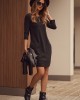 Спортно-елегантна рокля с 7/8 ръкав в черен цвят 9988, FASARDI, Къси рокли - Complex.bg