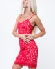 Елегантна рокля с тънки презрамки в червено и бяло ZZ283, FASARDI, Къси рокли - Complex.bg