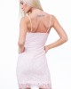 Елегантна рокля с тънки презрамки в розово и бяло ZZ283, FASARDI, Къси рокли - Complex.bg