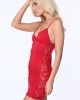 Елегантна рокля с дантела в червен цвят ZZ317, FASARDI, Къси рокли - Complex.bg