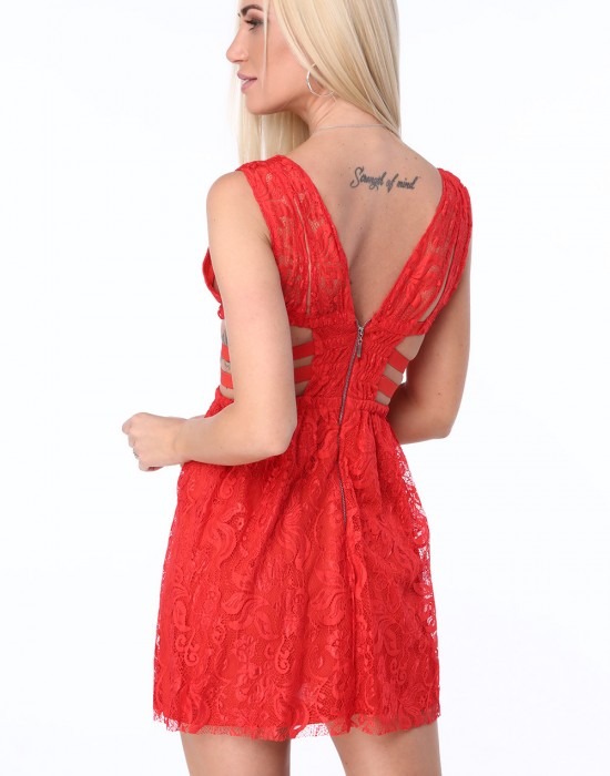 Дамска къса рокля в червен цвят ZZ304, FASARDI, Къси рокли - Complex.bg