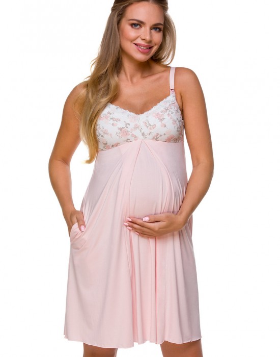 Нощница за бременни и кърмещи жени в розов цвят 3122, Lupoline, Нощници - Complex.bg