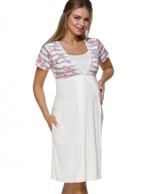 Нощница за бременни в цвят екрю 3121