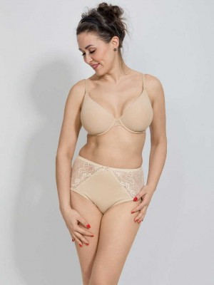 Бикини с висока талия и дантела в бежов цвят AGA Бикини с висока талия и дантела в бежов цвят AGA