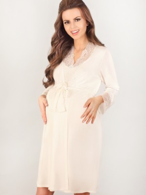 Халат за бременни в цвят екрю 3023 MK