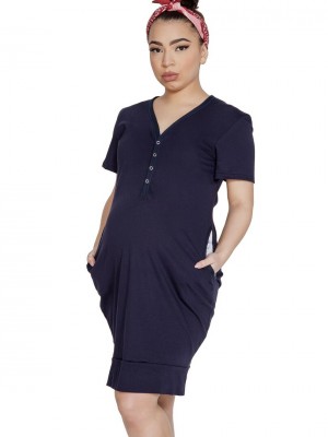 Нощница за бременни и кърмачки в тъмносин цвят MAMA DRESS Нощница за бременни и кърмачки в тъмносин цвят MAMA DRESS