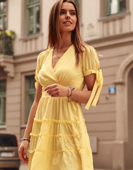 Дамска ежедневна рокля в жълт цвят PR3181, FASARDI, Къси рокли - Complex.bg