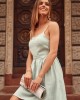 Дамска рокля на райета в цвят мента PR3202, FASARDI, Къси рокли - Complex.bg