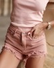 Дамски къс дънков панталон в розов цвят 6300, FASARDI, Панталони - Complex.bg