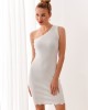 Елегантна дамска рокля с голо рамо в цвят крем 08210, FASARDI, Къси рокли - Complex.bg