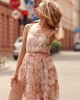 Ефирна дамска рокля с презрамки в цвят пудра PR3213, FASARDI, Къси рокли - Complex.bg