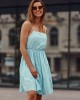 Къса дамска рокля с тънки презрамки в син цвят PR3214, FASARDI, Къси рокли - Complex.bg