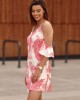 Къса дамска рокля с тънки презрамки в розов цвят PR3215, FASARDI, Къси рокли - Complex.bg