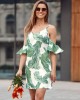 Къса дамска рокля с тънки презрамки в зелен цвят PR3215, FASARDI, Къси рокли - Complex.bg
