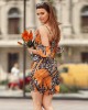 Къса дамска рокля с тънки презрамки в оранжев цвят PR3215, FASARDI, Къси рокли - Complex.bg