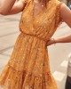 Дамска ефирна къса рокля в цвят горчица PR3187, FASARDI, Къси рокли - Complex.bg
