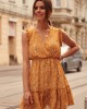 Дамска ефирна къса рокля в цвят горчица PR3187, FASARDI, Къси рокли - Complex.bg