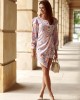Къса дамска рокля на цветя в лилав цвят 471, FASARDI, Къси рокли - Complex.bg