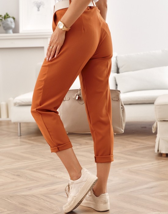 Дамски елегантен панталон в оранжев цвят MP45120, FASARDI, Панталони - Complex.bg