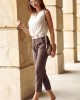 Дамски елегантен панталон в кафяв цвят MP45120, FASARDI, Панталони - Complex.bg