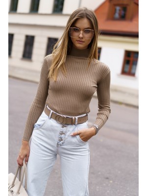 Дамска блуза с дълъг ръкав в тъмнобежов цвят 321120