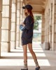 Спортна дамска рокля с дълъг ръкав в черен цвят FI658, FASARDI, Къси рокли - Complex.bg